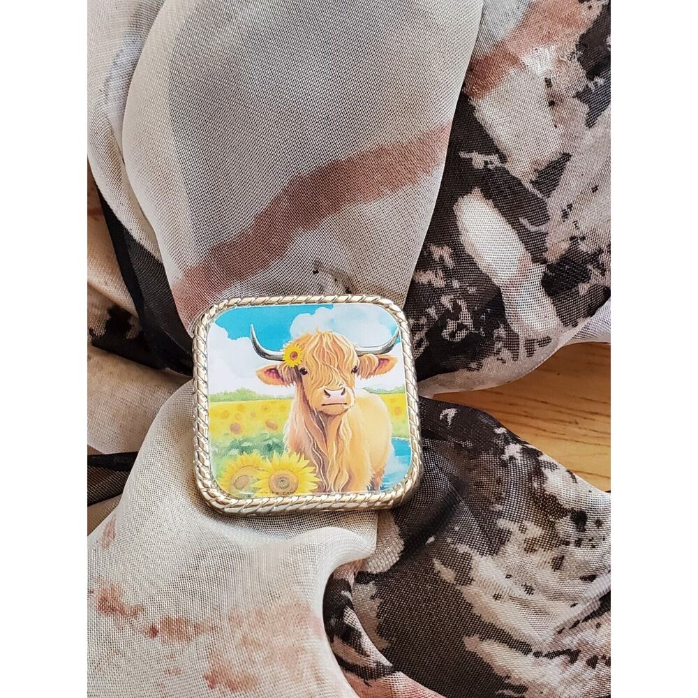 SLIDE Scarf Wild Rag Scarves Slide highland cow gift, bandana slide, western